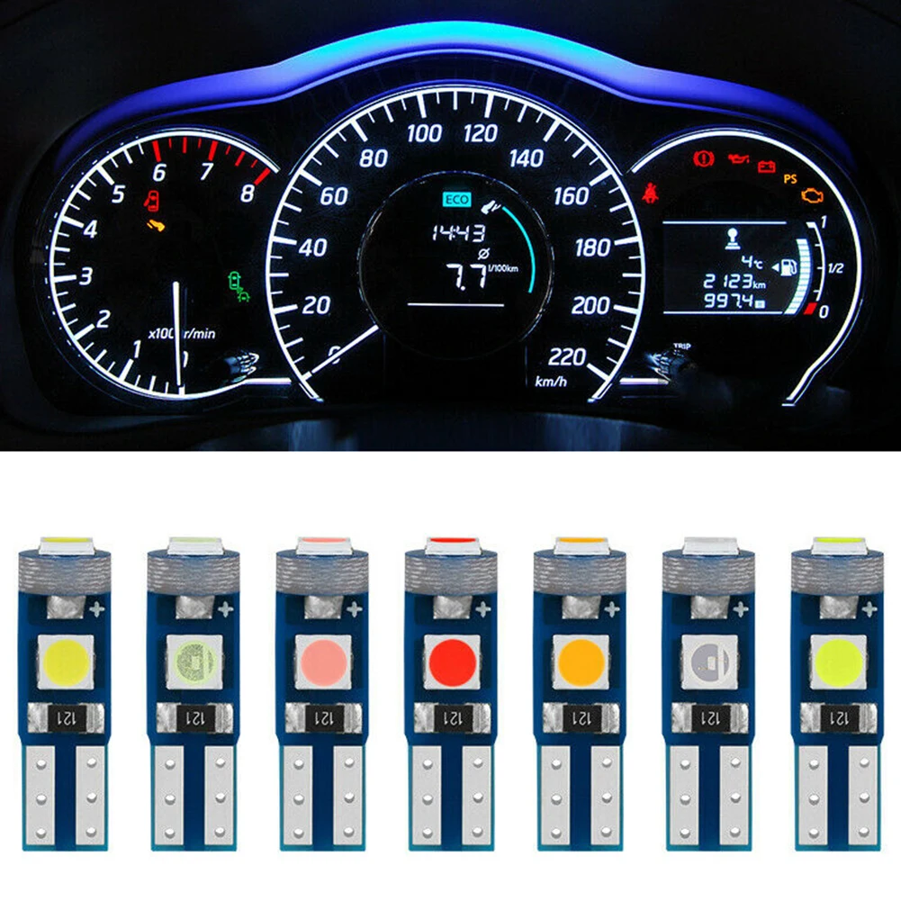 

10X T5 Car Dashboard Interior Lights 74 3SMD-3030 LED Wedge Bulb For Gauge Cluster Dash Light W/Socket Decor Reading Lamp Lights