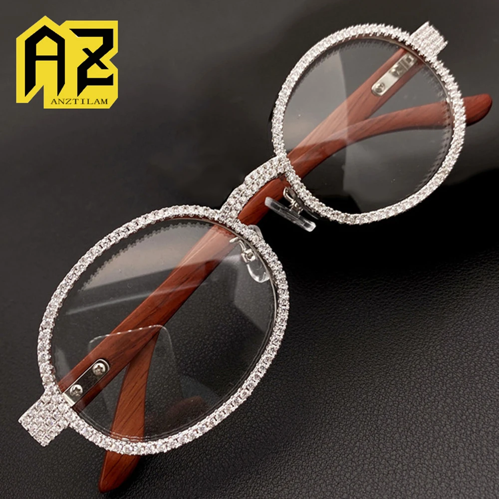 AZ Iced Out Glasses Bling Color 5A Cubic Zircon Sun Glasses For Women Men Hip Hop Jewelry Free Shipping