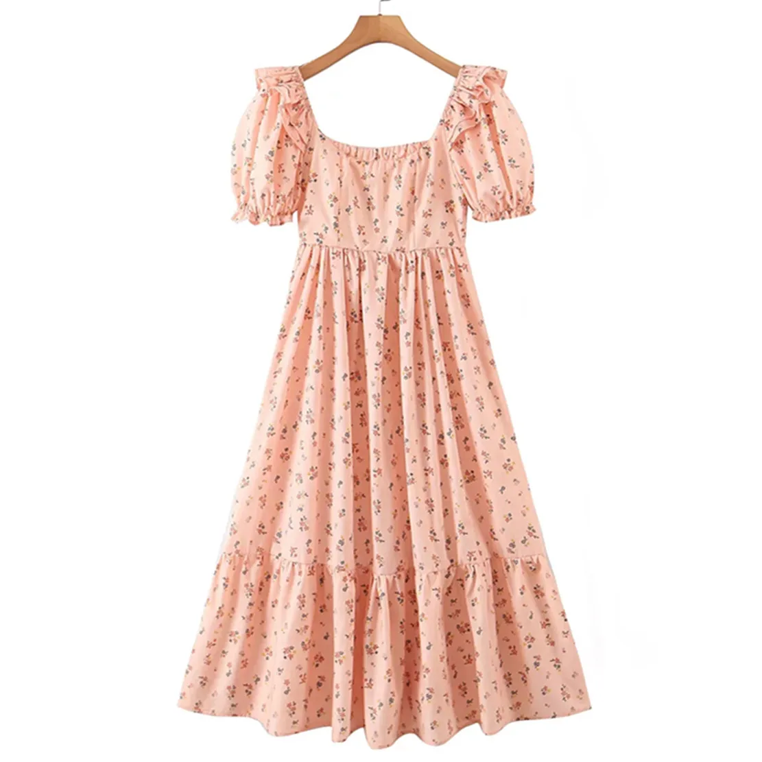 

Elmsk 2022 Indie модное элегантное вечернее платье для женщин винтажное платье с цветочным принтом с пышными рукавами и квадратным вырезом элеган...