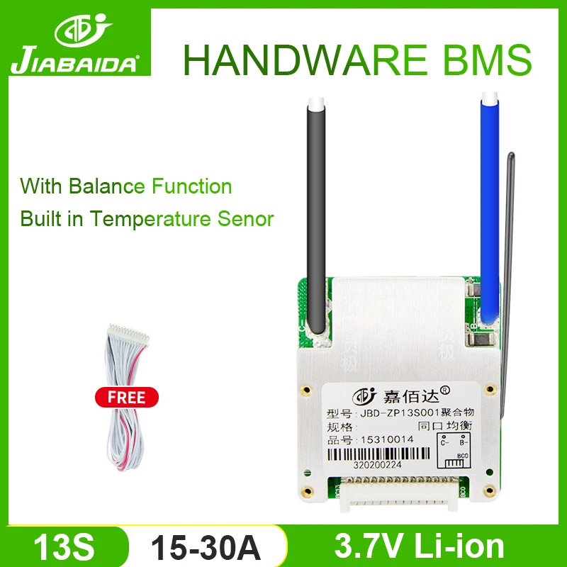 

Защитная плата JBD 3,7 в 13S 48 в BMS для литий-ионного аккумулятора электровелосипеда, 15 А 20 А 25 А 30 А с балансом порта Cpmmon