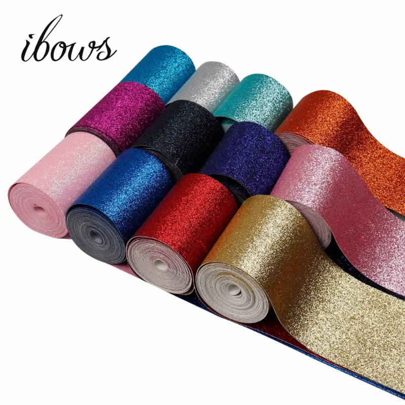 

2 Yards 3"(75mm) Glitter Ribbon Blingbling Fabric Single Face For Gift Packaging Handmade Material DIY Decorative Accessories