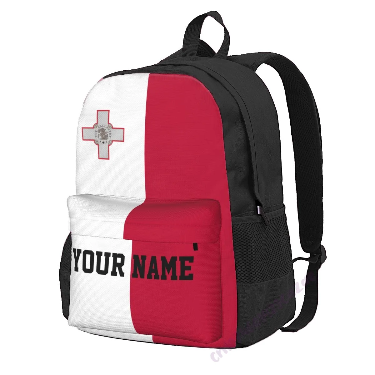 

Custom Name Malta Flag Polyester Backpack For Men Women Travel Bag Casual Students Hiking Travel Camping