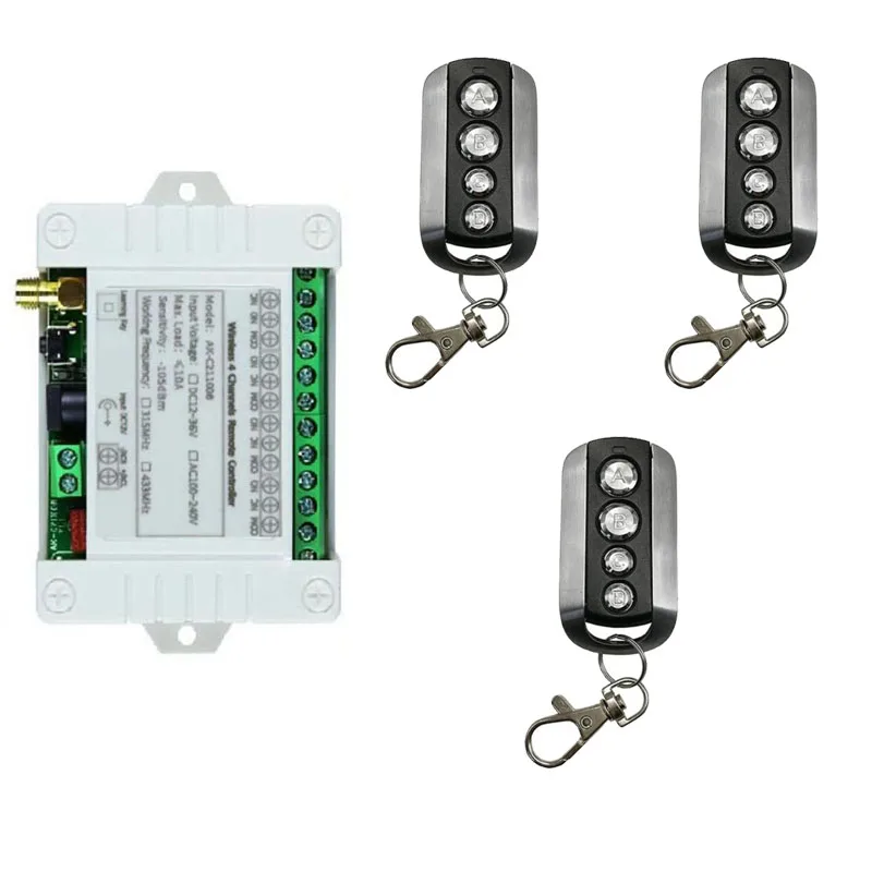 Смарт MultipleDC 12 В 24 в 36 10A 433 МГц 4-канальное беспроводное реле RF дистанционное