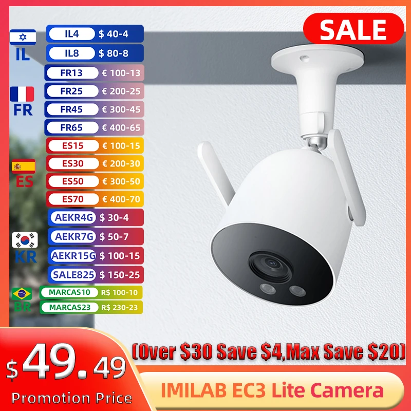 IMILAB EC3 Lite Smart Siren Security Camera Outdoor 2K Wifi IP Video Surveillance Courtyard Patio Color Night Vision CCTV Webcam