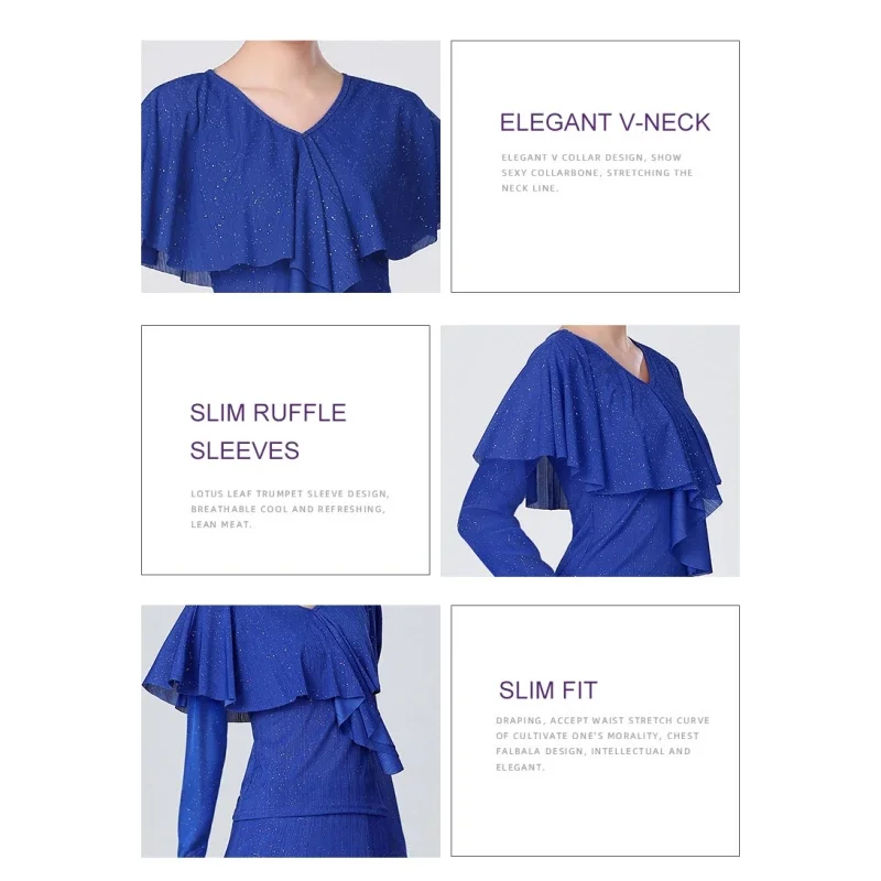 Элегантные плиссированные танцевальные топы с v-образным вырезом и рюшами для