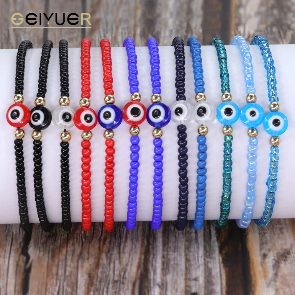 

2023 Turkish Lucky Evil Eye Bracelets for Women Handmade Braided Rope Glass Bead Multicolor String Bracelet Friendship Jewelry