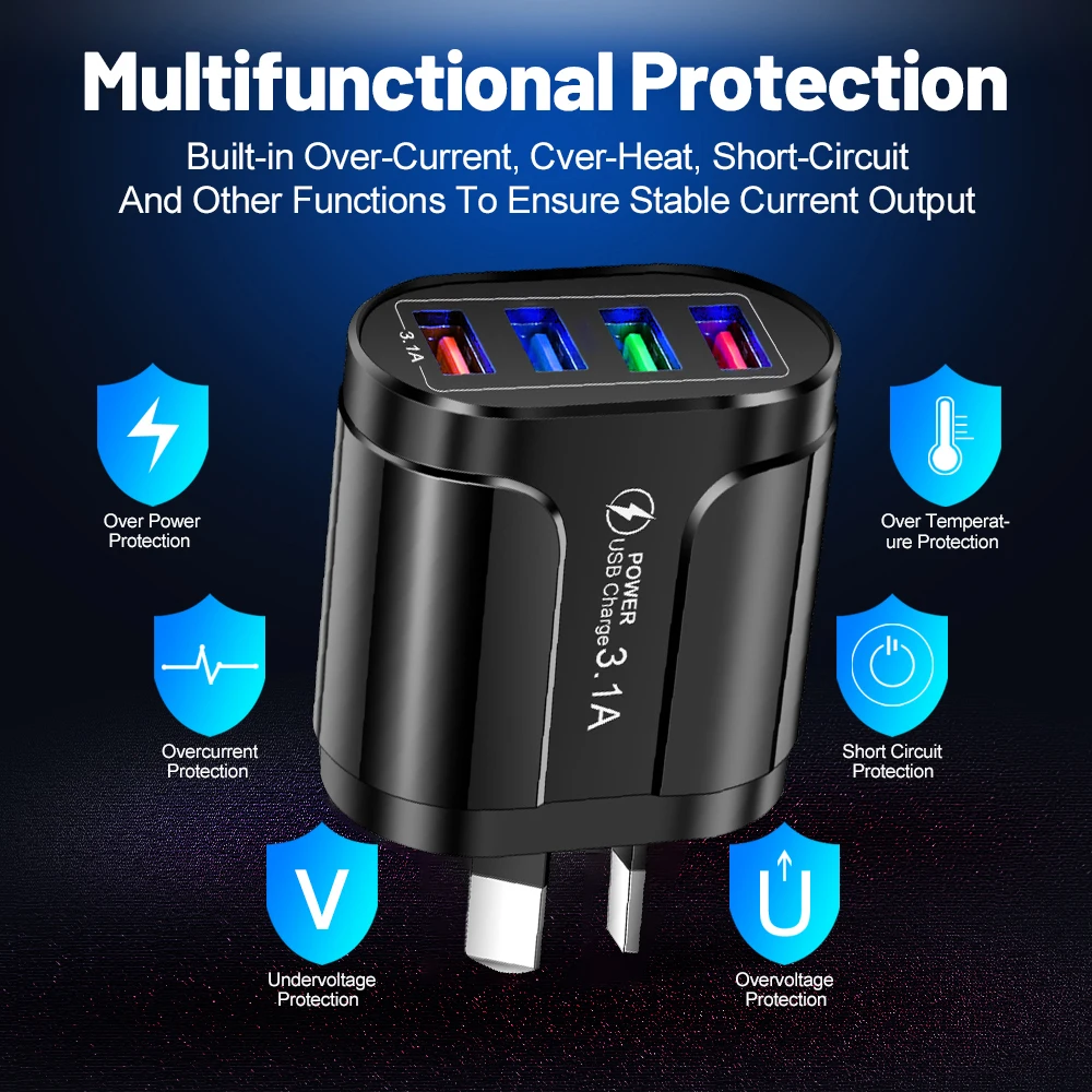 Сетевое зарядное устройство с 4 USB-портами а