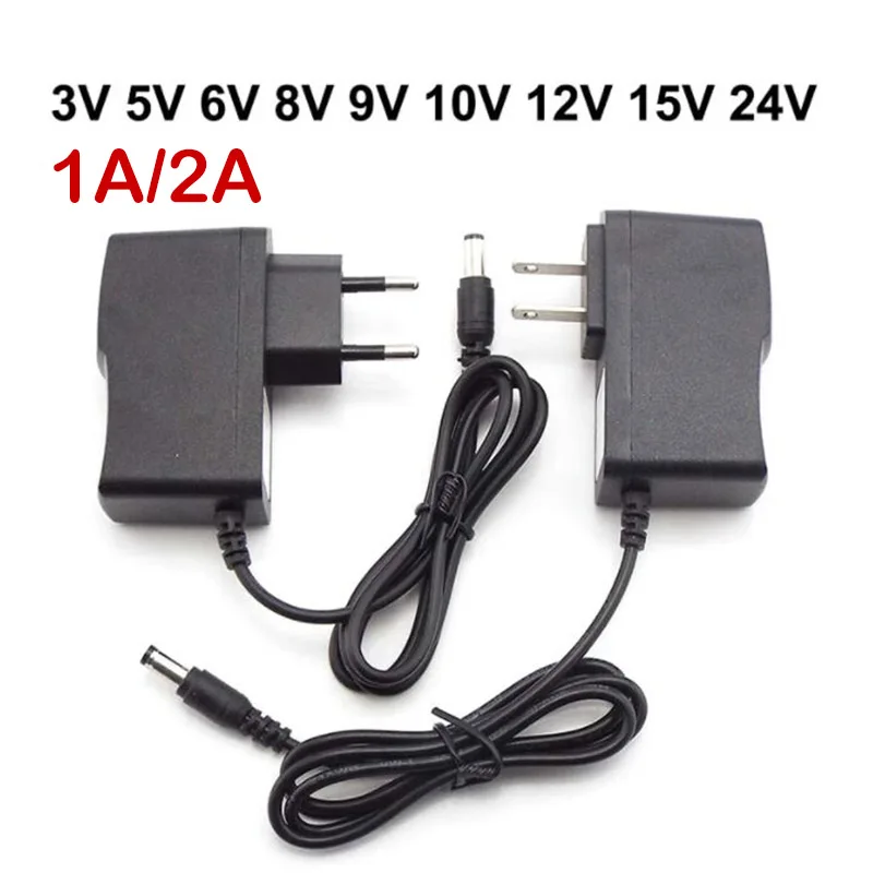

AC 110v 240V DC 3V 5V 6V 8V 9V 10V 12V 15V 24V 1000ma 2A Power Supply wall charger Adapter 1A US EU Charger For LED Light Strip