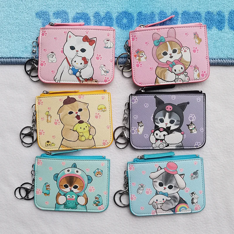 Sanrio кошка из ПУ кожи Милая Hello Kitty Kuromi аниме кошелек Kawaii Cinnamoroll помпон пурин