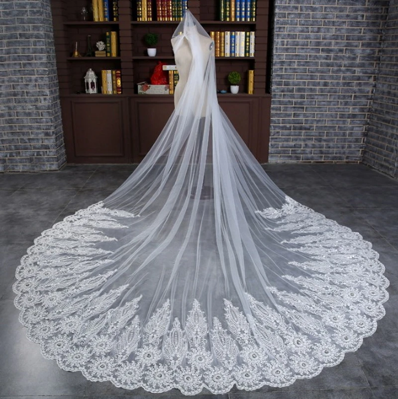 

V127#VANNA One layer Long Lace Wedding veil bridal wedding accessories