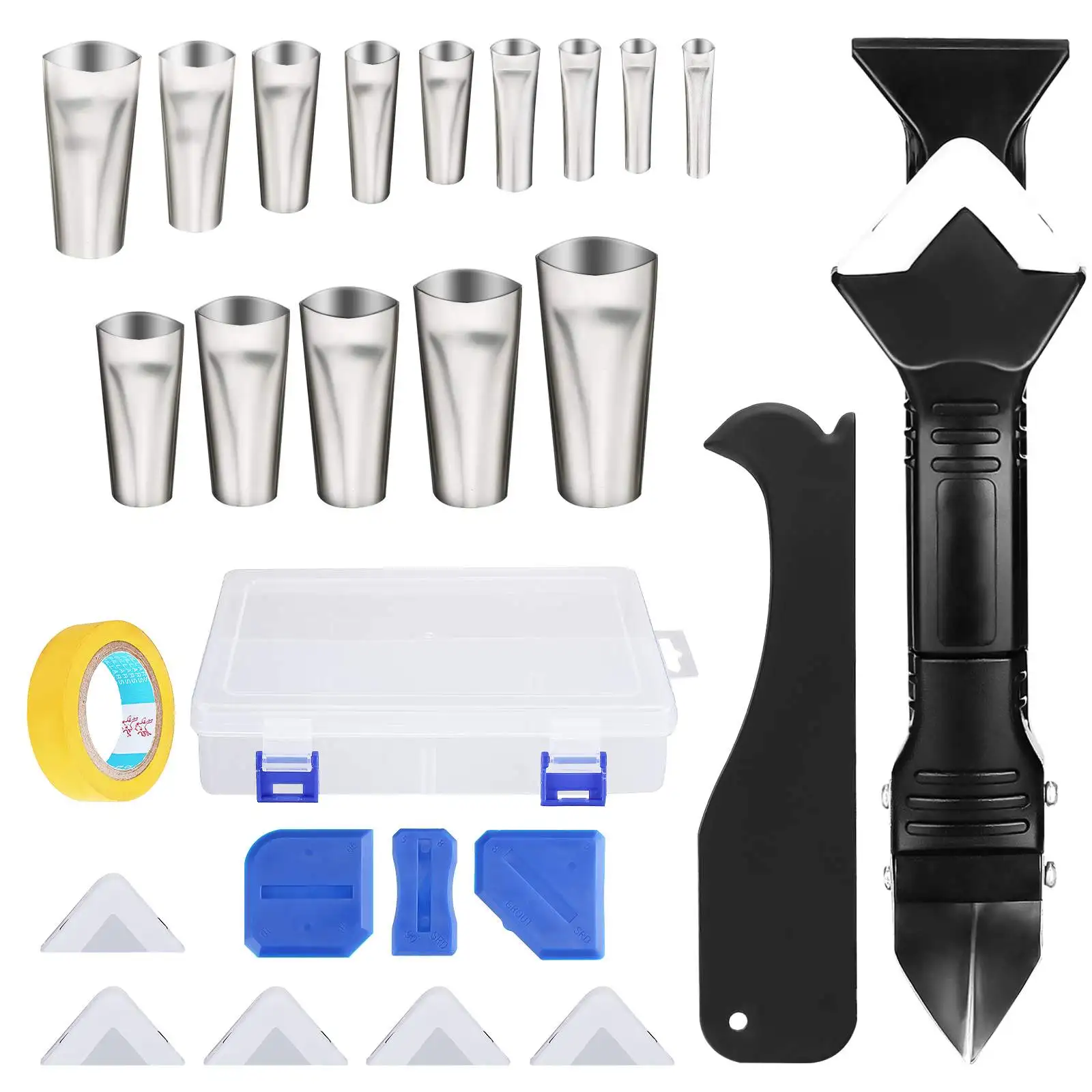 

26PCS Silicone Remover Sealant Smooth Scraper Caulk Finisher Grout Kit Tools Floor Mould Removal Hand Tools Set Accessories