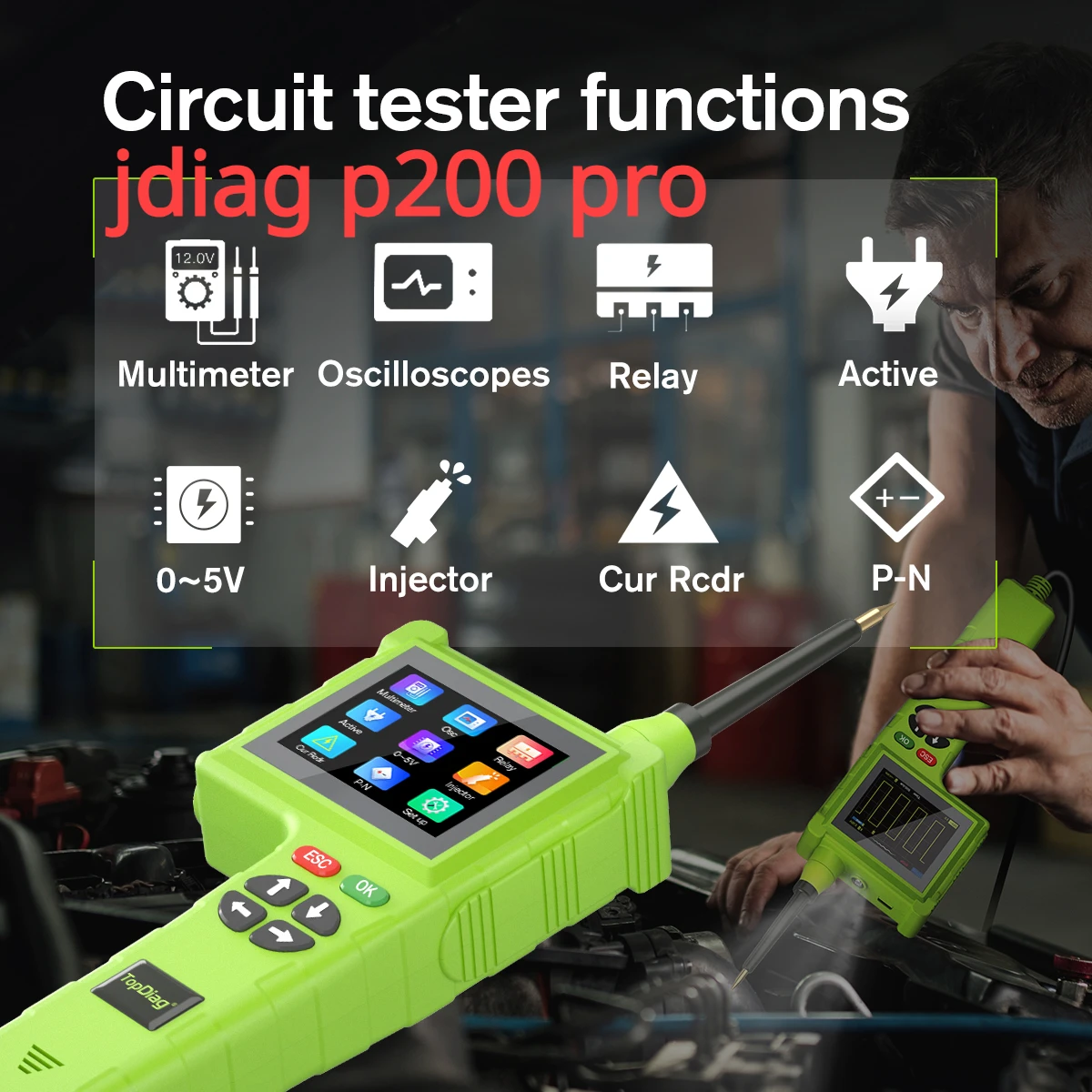 Диагностический сканер A + TopDiag P200 Pro тестер автомобильной цепи 12 в 24 В