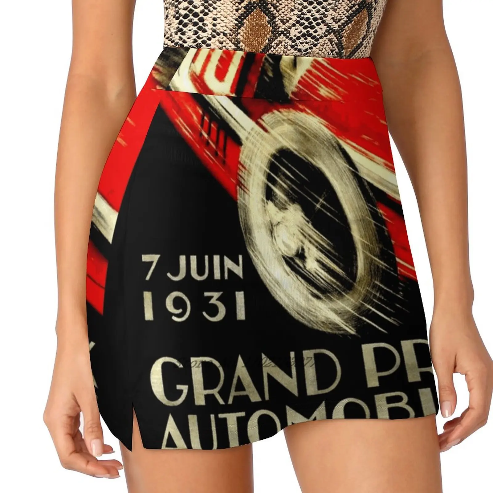 &quot Geneva Grand Prix Vintage Auto Racing Print Summer Women's shorts Skirt 2 In 1 Fitness Yoga Tennis Skirts Geneve