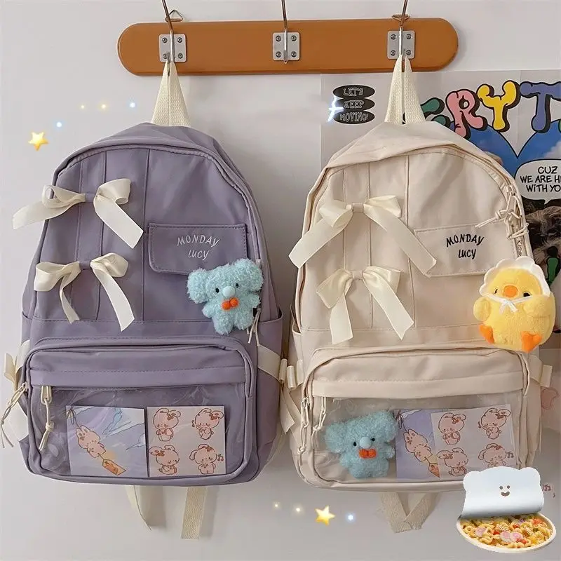 

Японские милые школьные ранцы JK, новинка 2022, милый рюкзак для обуви, женские водонепроницаемые нейлоновые рюкзаки с лентами, дорожный рюкза...