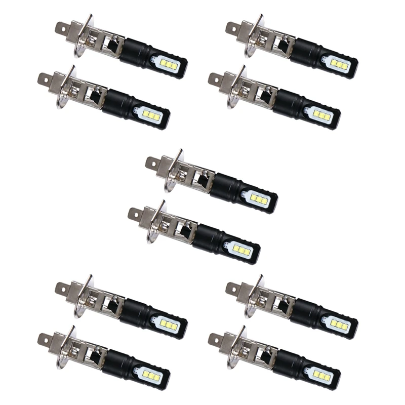 

10X H1 6000K Super Bright White 6000LM DRL LED Headlight Bulb Kit High-Beam