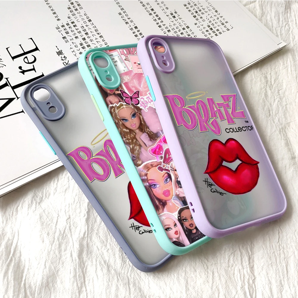 colorful bumper shockproof for iphone 13 8 7 plus 12 mini 11 pro max xr x xs covers flame hot sale lovely doll bratz phone cases free global shipping