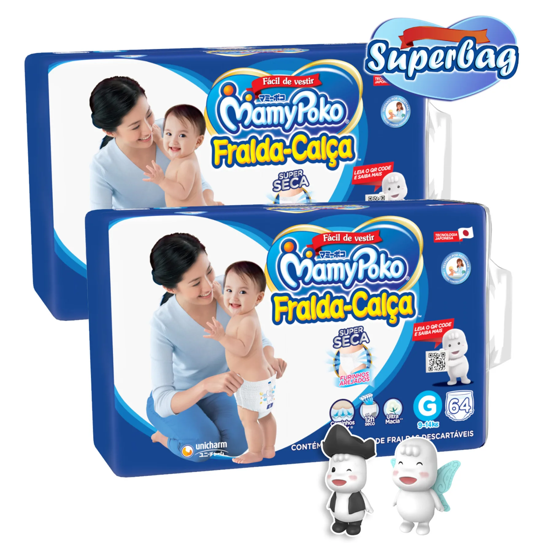

Kit 02 Super Bag BOTTLE DOWN Disposable Mamypoko G - 128 Units + Collection 02 Poko-Chan Dolls