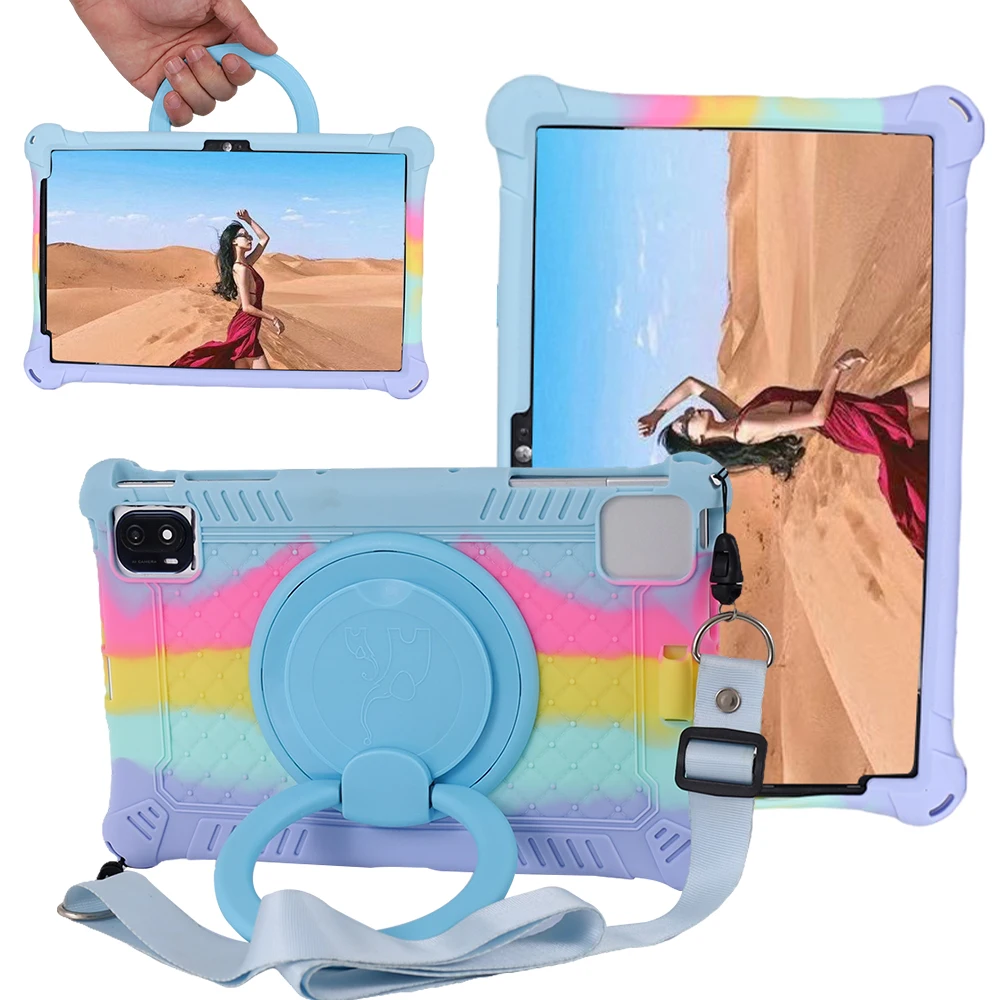 

Case Cover for Teclast P25T 10.1" Tablet Soft Silicone Protective Shell Kids Shockproof Safe Funda Rotating Stand Fashion C
