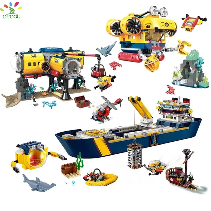 

DEDOU Toy Marine Scientific Expedition Ship Exploration Base Submarine Building Block Set