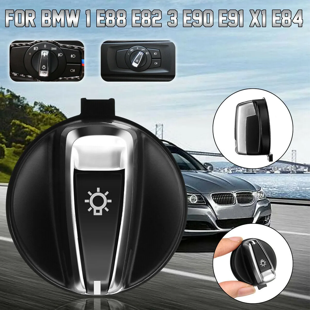 Фото Для BMW 3-SERIES E90 E91 LCI X1 E84 E88 E82 передняя фара переключатель вращения кнопки 9169405 61319169405 №3