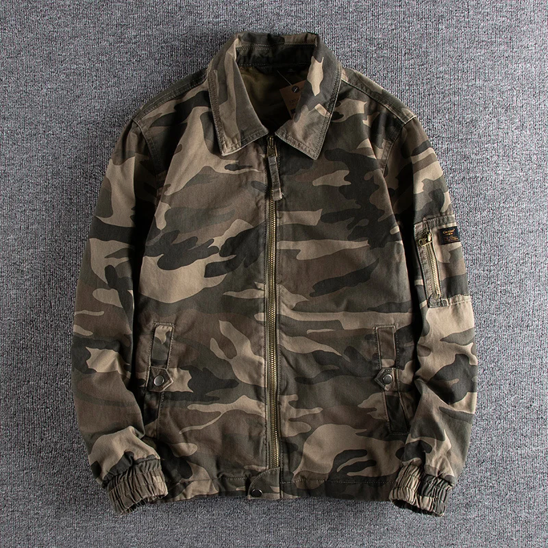 cotton 2023 Lapel new men's arrival Woven flying jacket loose and versatile autumn camouflage outerwear coat 276