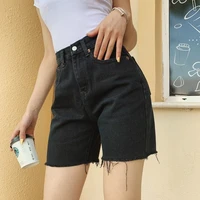 sexy female summer high waist slim denim shorts bermuda baggy slim woman new fashion tassel tight five point denim shorts washed