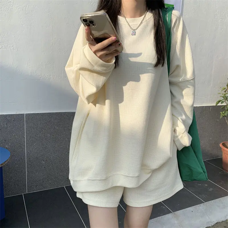 

Женский спортивный костюм, комплект одежды из двух предметов для девушек, свободная толстовка и брюки, весна-осень 2022