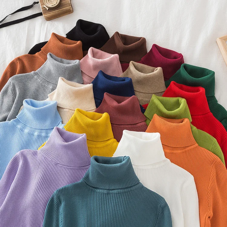 

High Collar Pullover Sweater Women Clothing Korean Fashion Knitwears Pull Femme Hiver 2022