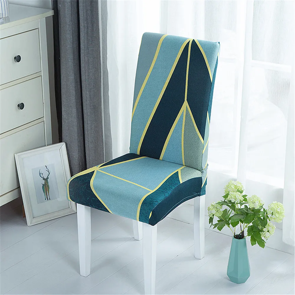 

Svetanya Green Geometric Abstract Stretch Dinner Print Chair Cover Slipcovers Print Elastic Seat Case Banquet Wedding Hotel