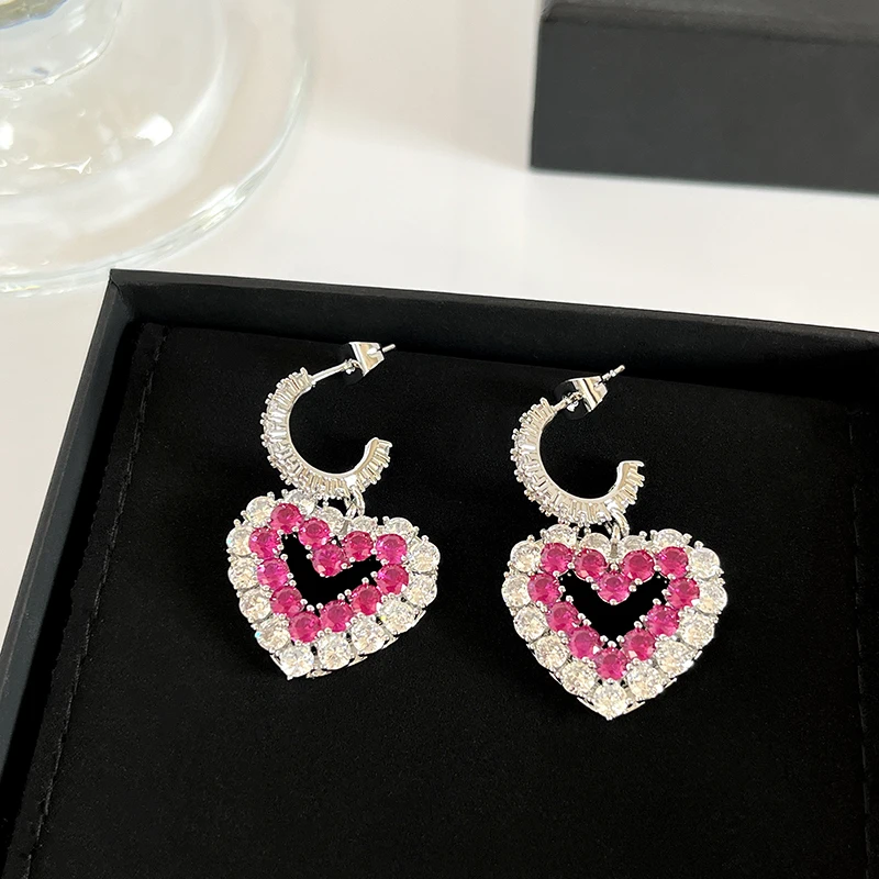 Женские серьги-кольца с цирконием редкие Роскошные серьги подвеской в виде