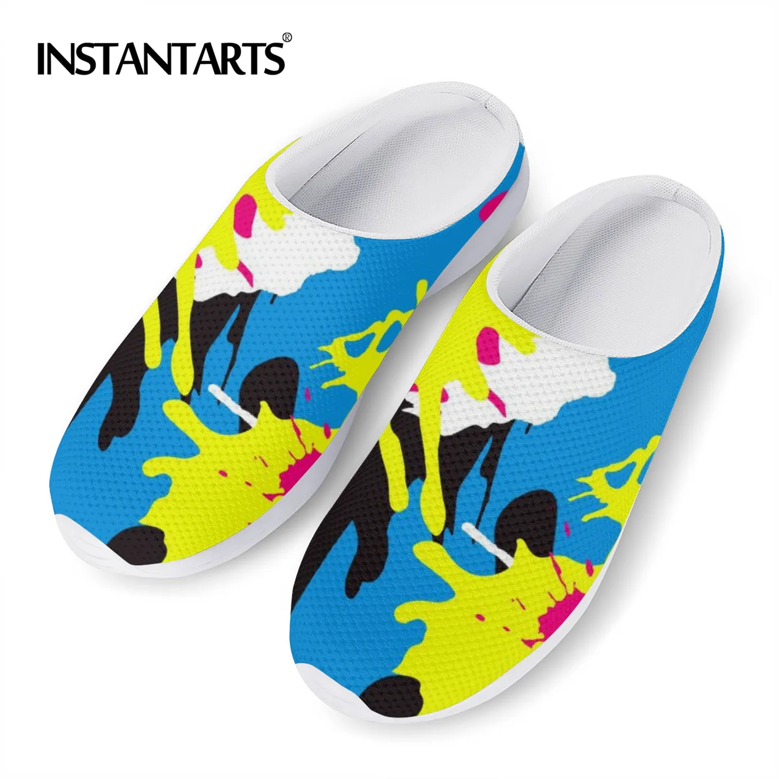 

Женские сетчатые сандалии INSTANTARTS, легкие босоножки на плоской подошве, без застежки, модный дизайн, летняя обувь