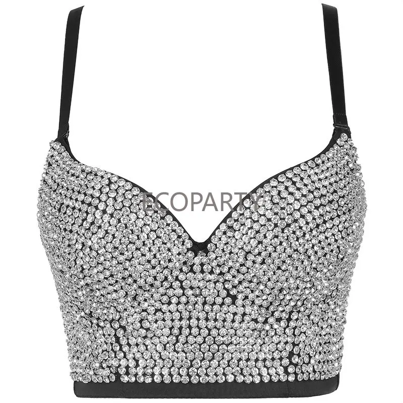 

Custom Suspenders Bright Diamond Tube Top Fashionable Women's Bungee Beauty Back Bra Camisole Bielizna Corset Mujer