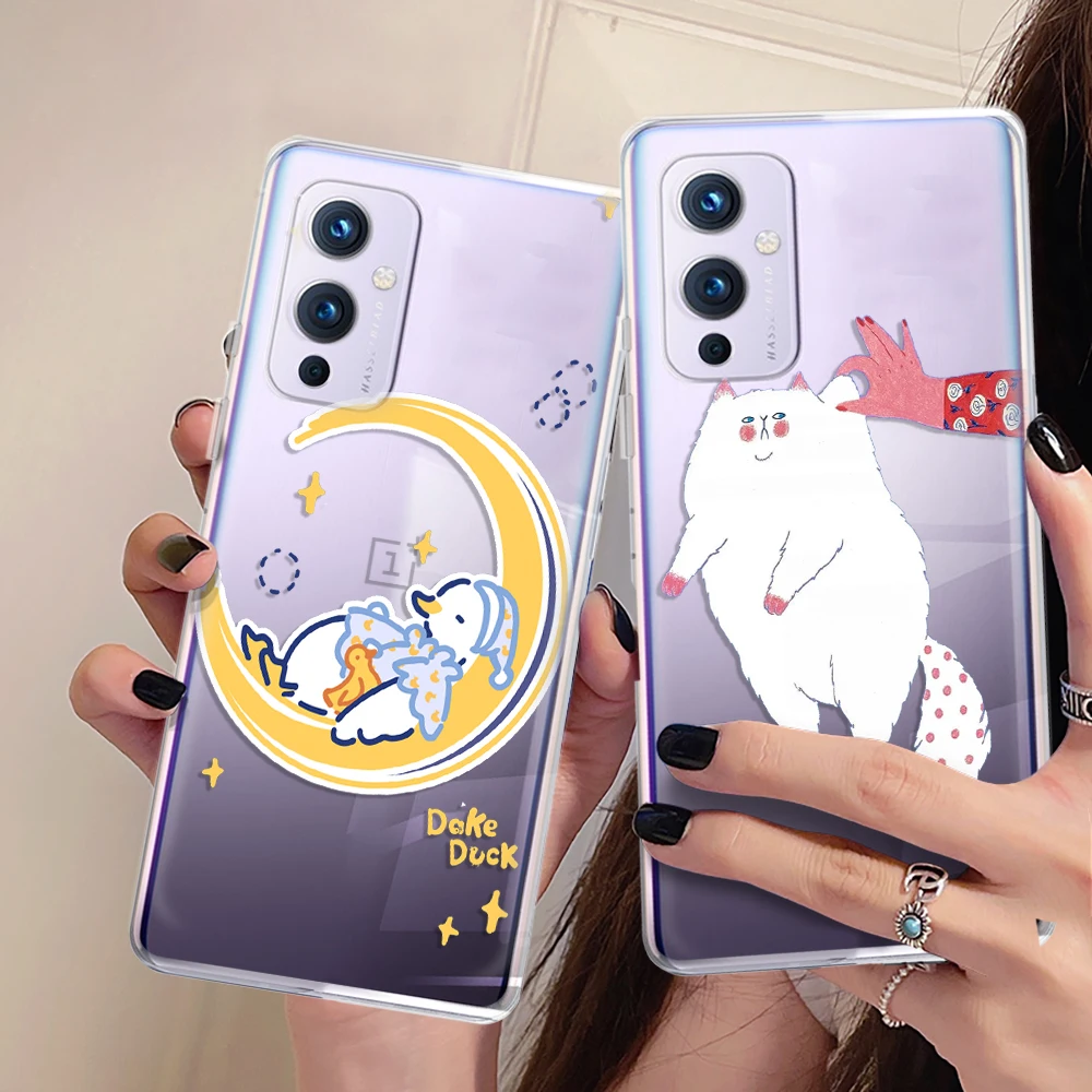 

Cartoon Cute Duck Case for OnePlus 7Pro 8Pro 9R 9Pro 6 6T 7T 8T Z Nord N20 N10 2 5G N100 10Pro Clear TPU Protection Shell Fundas