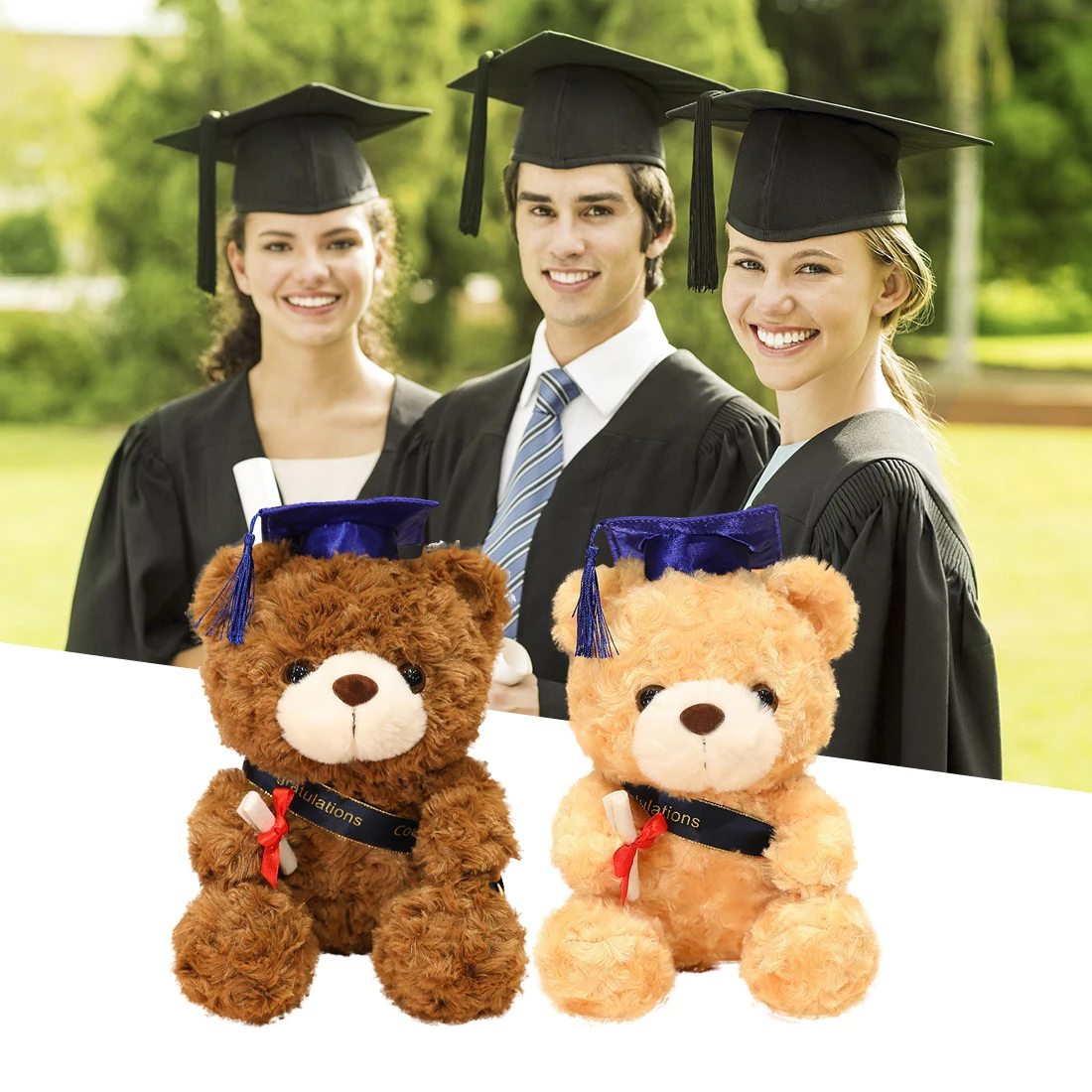 

23cm Cute Bear Plush Toy Stuffed Soft Kawaii Teddy Bear Animal Dolls Graduation Gifts for Kids Children Student Girls