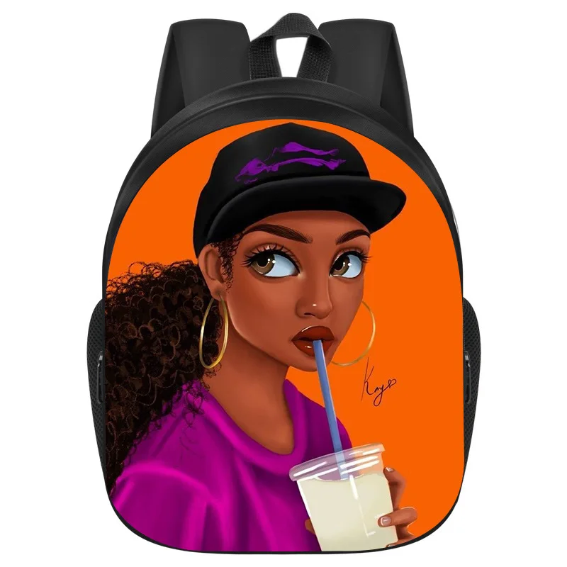 

African Girl 3D Pattern Women School Bag Simple Style High School Knapsack Personalized Bookbags for Teenagers Children Mochila