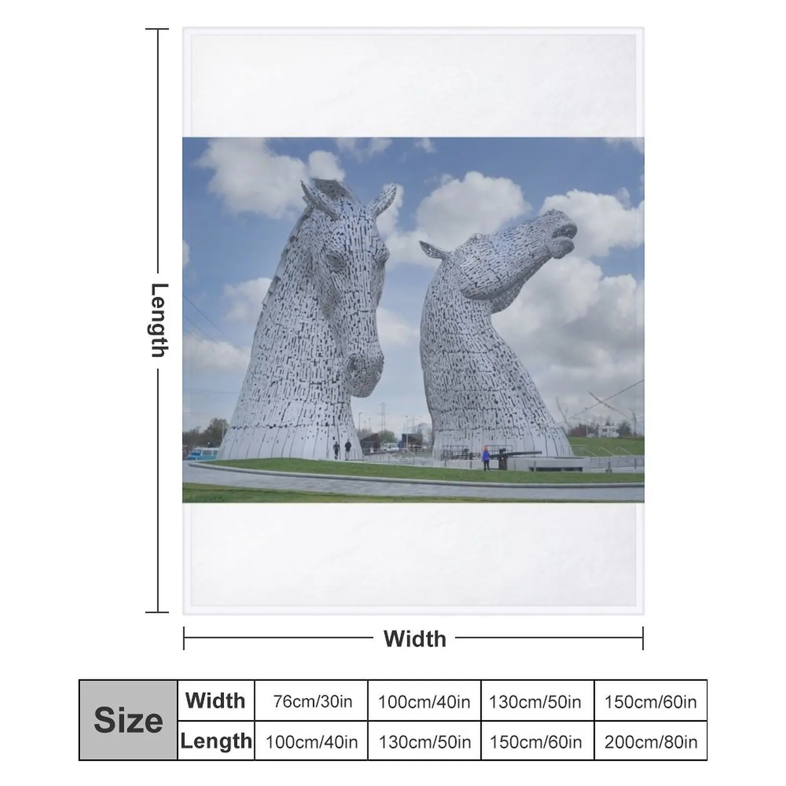 Kelpies Helix Park Falkirk Шотландия — самый крупные ривновые скульптуры в мире. Одеяло для