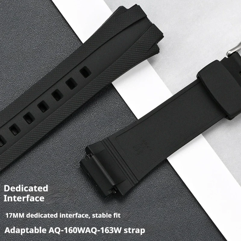 Фото Черный резиновый ремешок для Casio G-SHOCK AQ-160W мужской водонепроницаемый ремешок из ТПУ для замены ремешка для часов специальный интерфейс №3