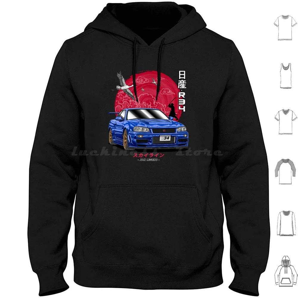 

Nippon Jdm Nissan Skyline Gt-R R34 Hoodie cotton Long Sleeve Guyvit Car Cars Automobile Automotive Nissan Gtr Nissan Skyline