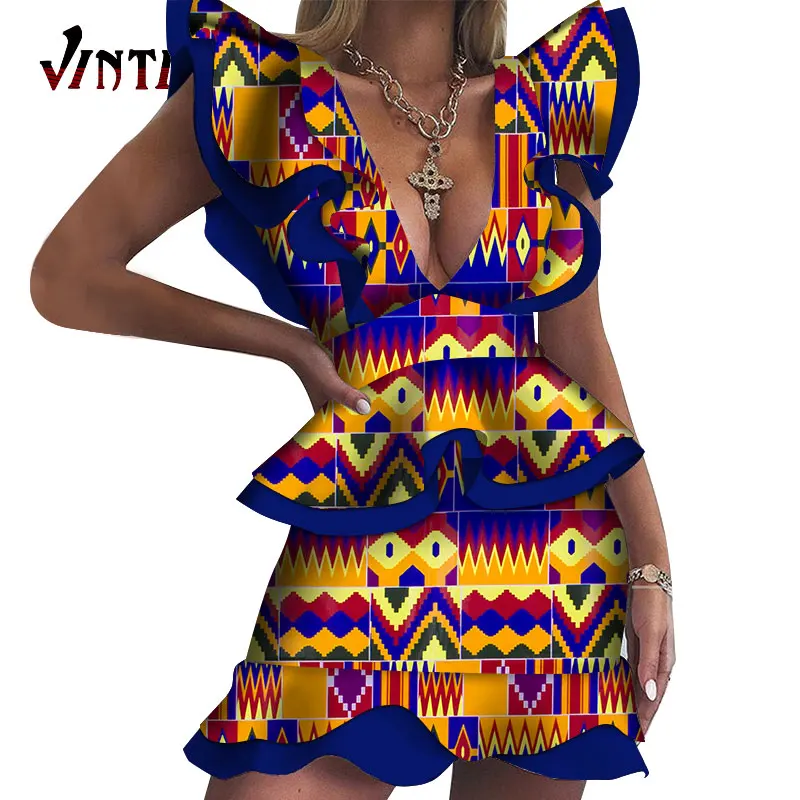 Летние короткие сексуальные африканские женские платья традиционные Дашики с