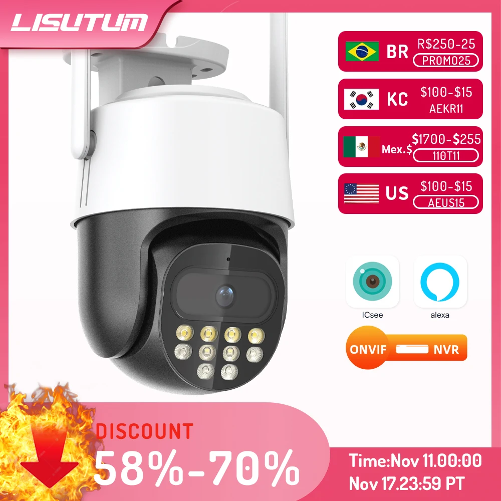 

WiFi 2MP IP Camera PTZ AI human tracking Night Vision Outdoor CCTV Surveillance H.265 Security Protection Support ONVIF