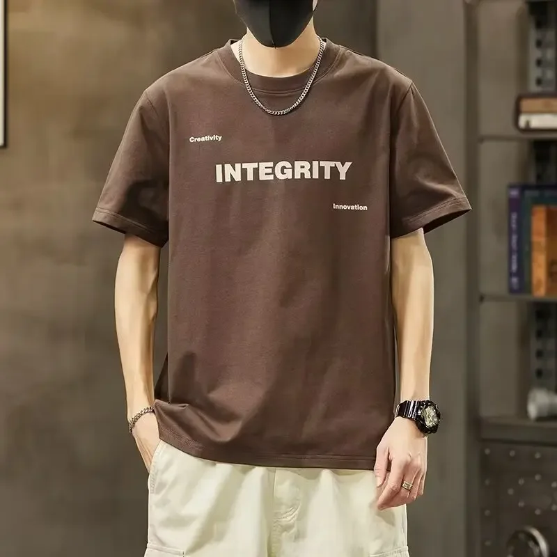 Сверхпрочная хлопковая футболка с коротким рукавом для мужчин новый летний