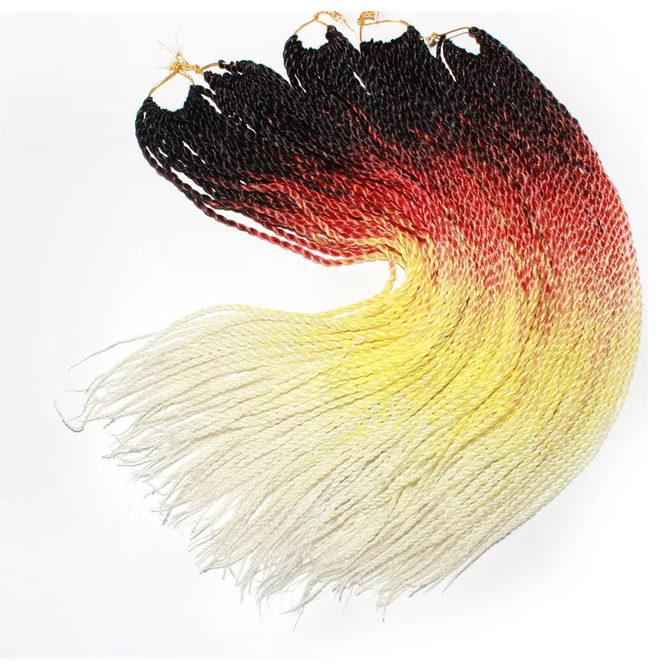 QP Hair Омбре Сенегальские Косы на Крючке 24 дюйма 30 Корней/упаковка Синтетические Волосы для Плетения для Женщин черные Крочет.