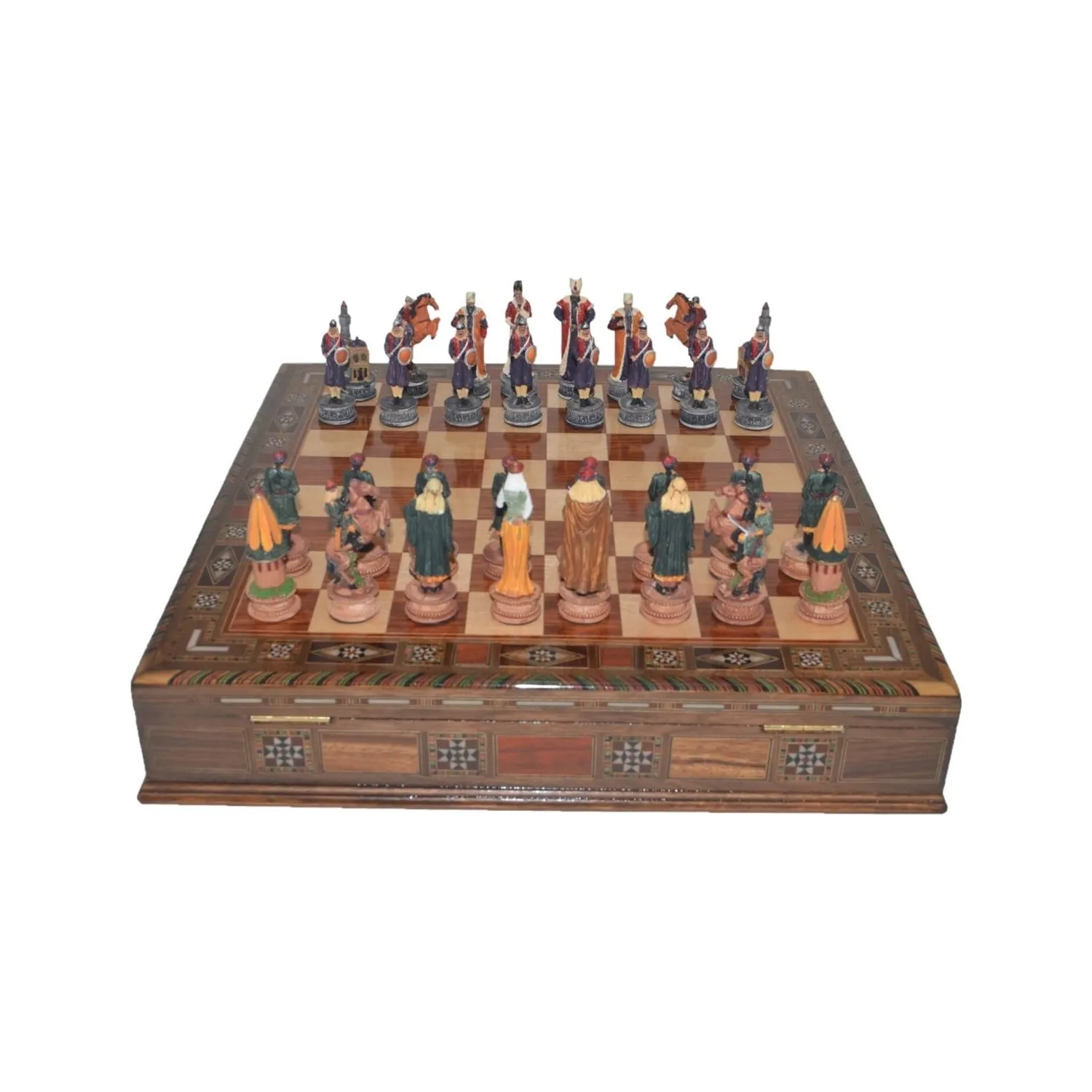 Подарочный Домашний набор шахматных комплектов, большая османка Хун розовое дерево, Массив дерева, ящик из ореха, шахматная доска, декоративная, приятная