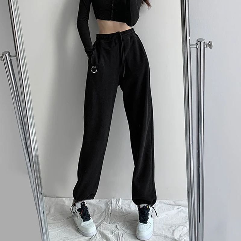 

Lucyever 2022 Gray White Sweatpants Woman Spring Autumn Loose Athleisure Sports Pants Women Solid Color Running Casual Trousers