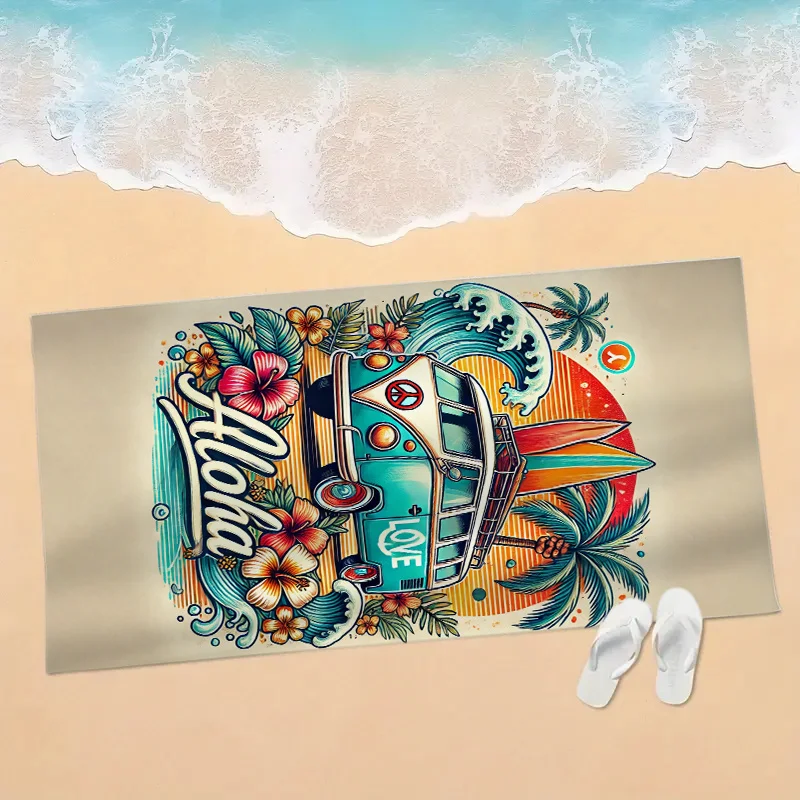 Фото Aloha Surf Bus Oversized Microfiber Beach Mat and Bath Towel-Super Absorbent Quick Drying, Vibrant Design Bath Towel №3