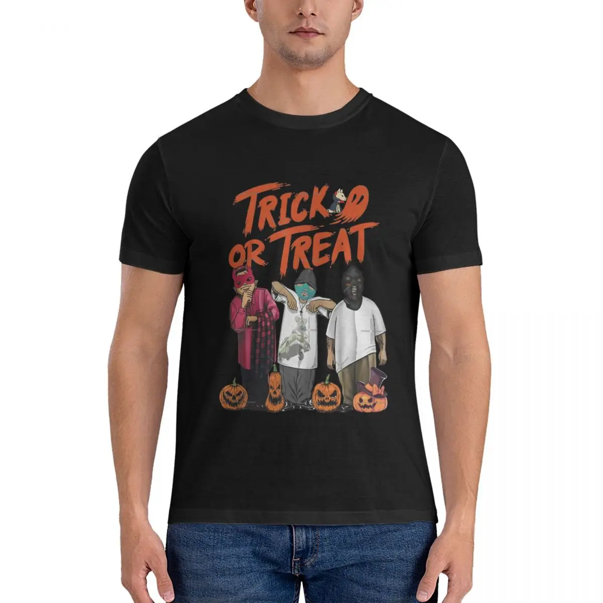 Trick Or Treat Lil Homies Old School Halloween T Shirts for Men 100% Cotton T-Shirts O Neck halloween Tee Shirt official-website
