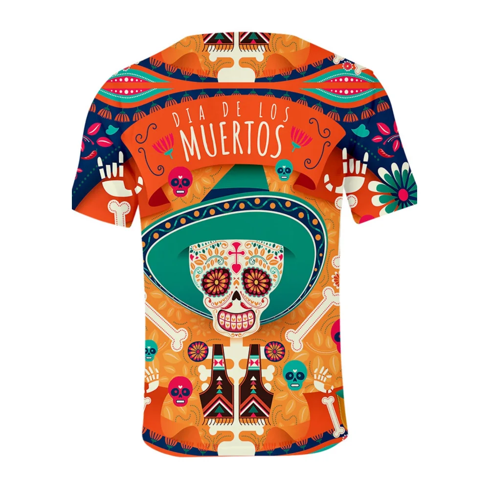 

Funny Sugar Skull Mexican T-shirt Anime Cartoon Anime Mexico Independence Day Day of the Dead T-shirt For Men Women's Top tees