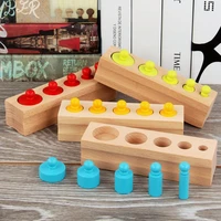 montessori materials toys childrens educational games cylinder socket blocks early training wooden toy for baby 1 2 3 year gift