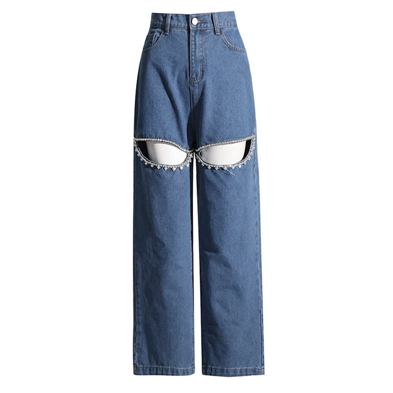 MSMUSI 2024 новые модные женские сексуальные джинсовые брюки с кристаллами и