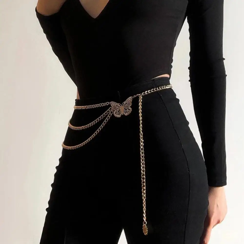 Butterfly Waist Chain Attractive Practical All-Match Fashionable Adjustable Aluminum Metal Butterfly Waist Chain for Stage